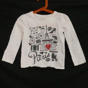 OLD NAVY 3T White Love Paris Graphic Long Sleeve Tee